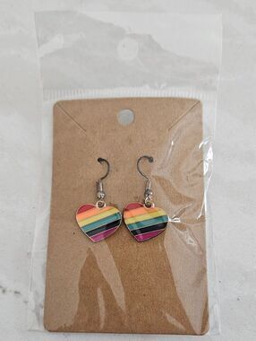 Rainbow Striped Heart Earrings